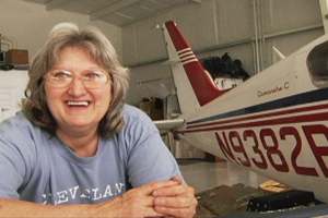 Nancy German in her hangar shop.