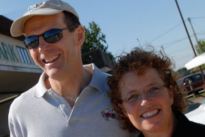 Flight instructor Norma Gay watches preflight with Shannon's father, astronaut Steve Smith.